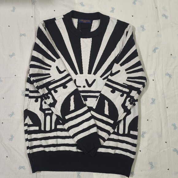 Louis Vuitton Black And White Colorblock Wool Sweater - Picture 1 of 7